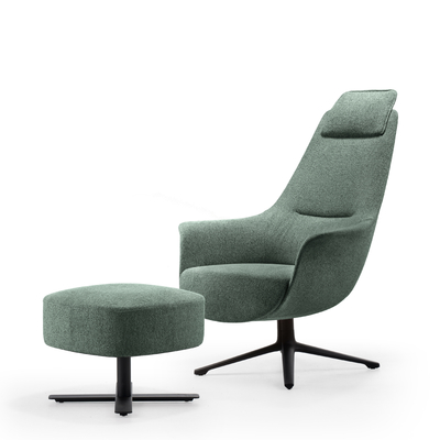 Soft Fabric Supreme Visitor Chair Luxury Office Reclining Chair With Matching Ottoman