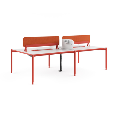 comprar FLEX Estação de trabalho dupla para 4 pessoas Mesa vermelha com ecrã Moderna simples com pessoal integrado de gestão de cabos online manufacture