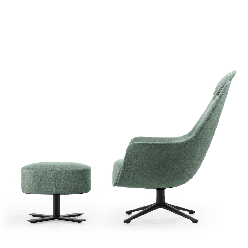 Soft Fabric Supreme Visitor Chair Luxury Office Reclining Chair With Matching Ottoman